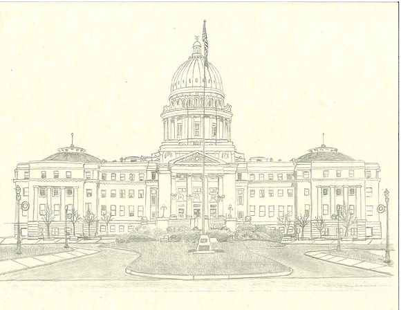 Samantha Bee Blaykworth, "Pencil Sketch of Idaho State Capitol Building"