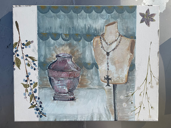 Kameryn Casebonne, "Urn & Rosary Hand in Hand""