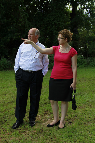 Congressman Southerland and Commissioner Dozier observe and discuss the National Veteran Cemetery Site.