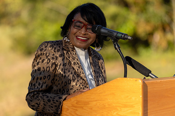 Commissioner Cummings provides remarks at the opening of the Debbie Lightsey Nature Park.